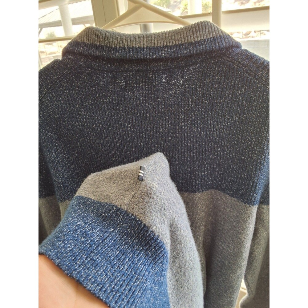 ​Nautica Sweater Blue Grey Colorblock Button Mock Neck Pullover  Mens S - Picture 7 of 8